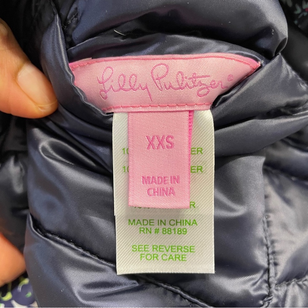 Lilly Pulitzer Lilah reversible quilted down zip jacket XXS collarless gorpcore - Picture 14 of 16